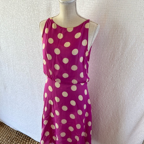 JACK MULQUEEN 100% Silk Violet Polkadot Dress Size 10 - Picture 7 of 9